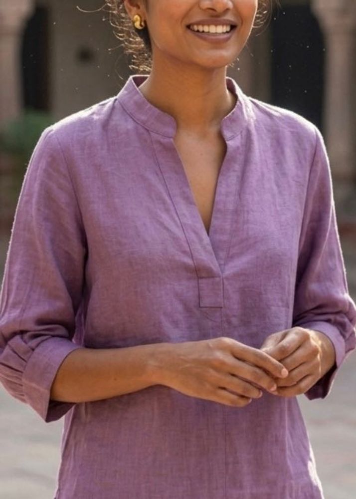 Elegant Purple Cotton Tunic