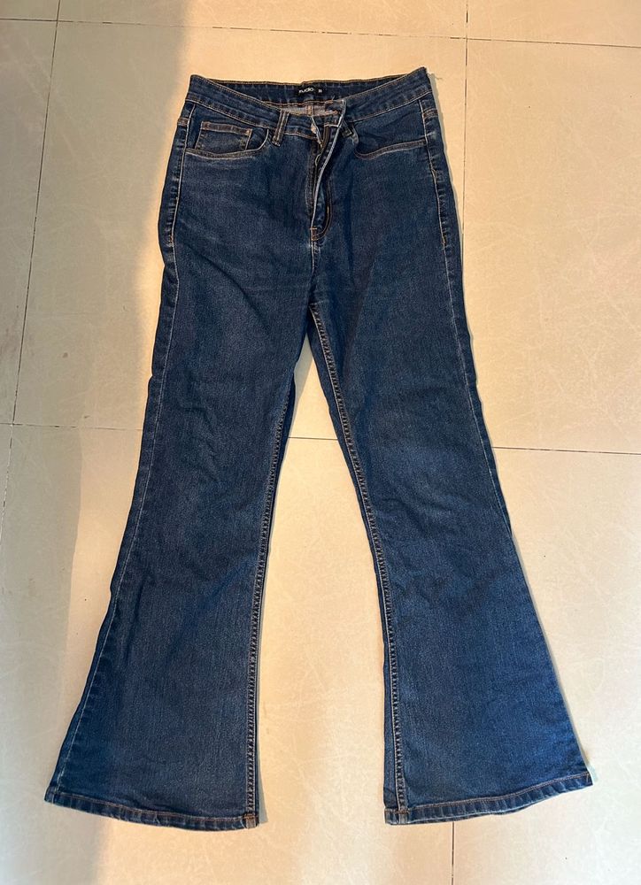 Flared Blue Denim Jeans