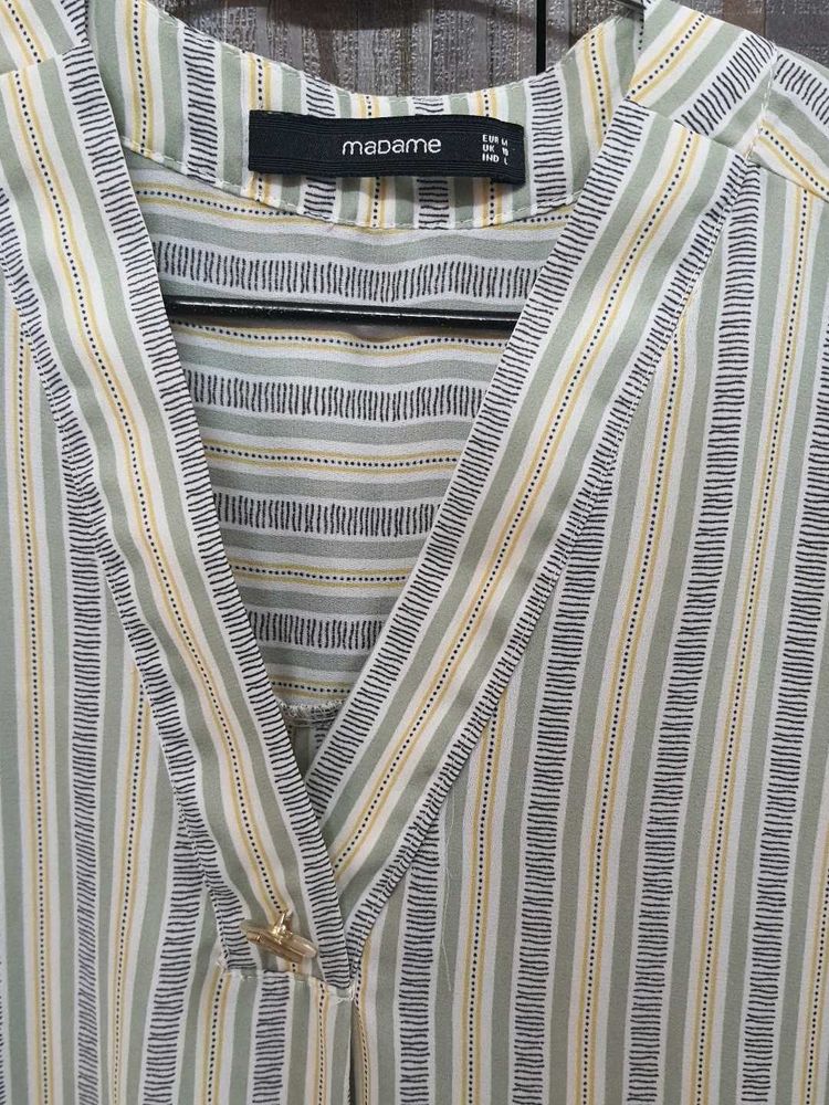 Madame Striped V-Neck Shirt style Top