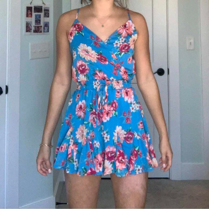 Blue Floral Print Summer romper