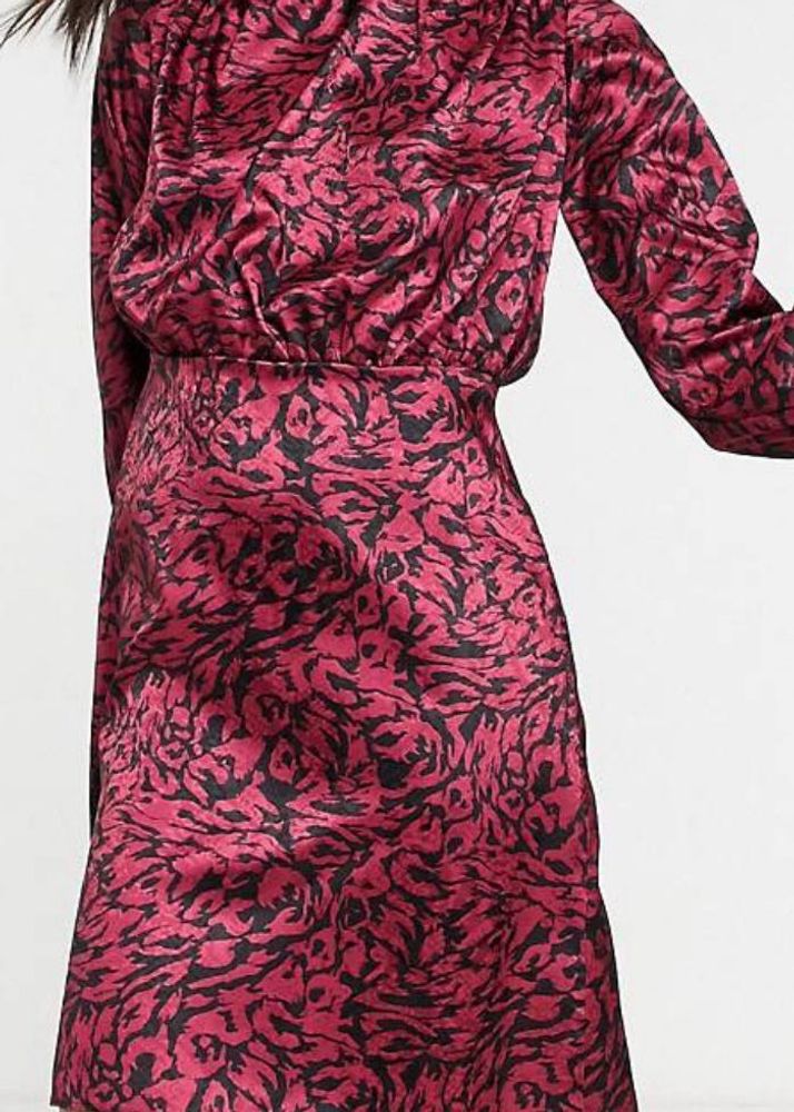 Stylish Pink &amp; Black Print Midi Dress