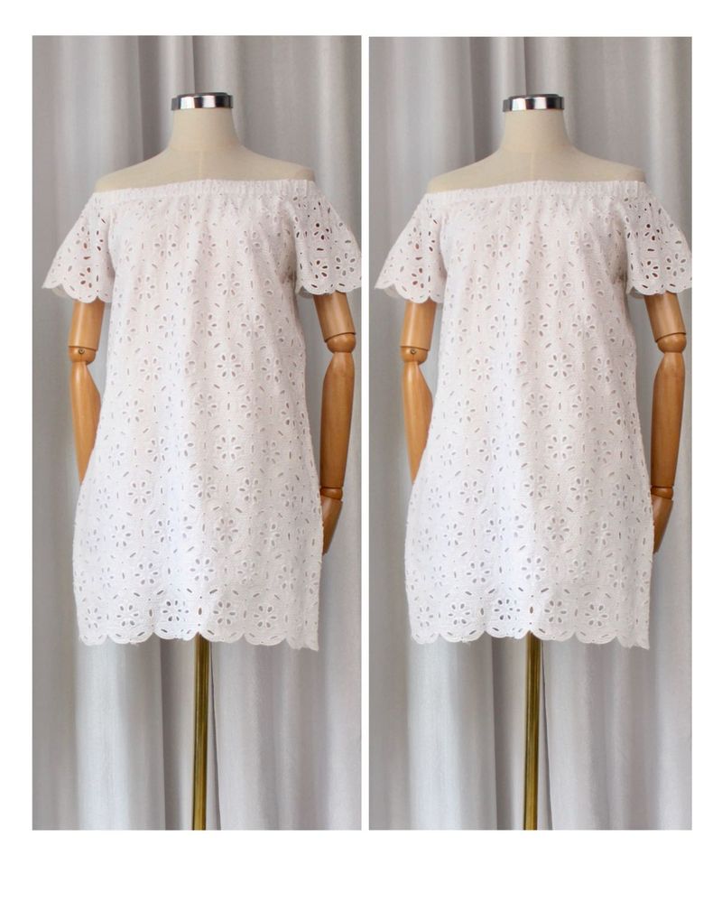 White Eyelet Off-Shoulder Dress