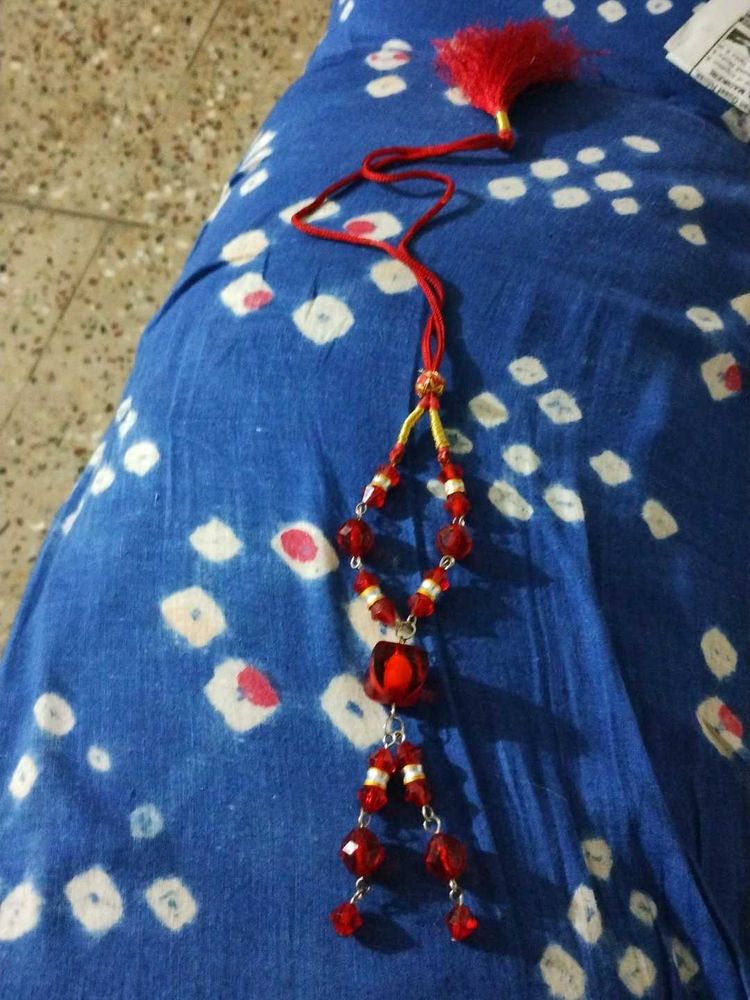 Red Beaded Ethnic Necklace with Tassel