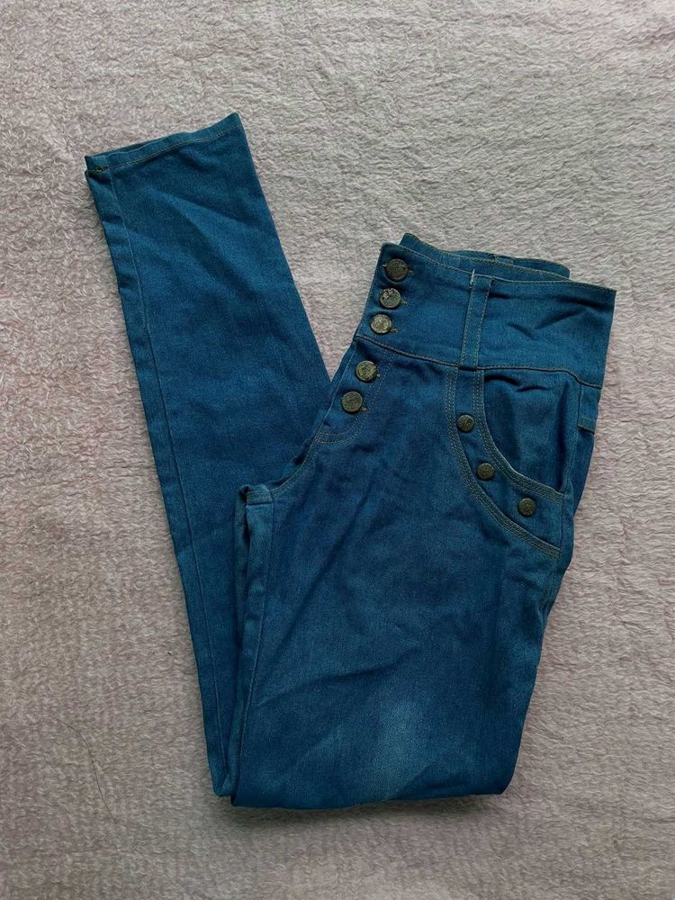 High Waisted Button Fly Jeans