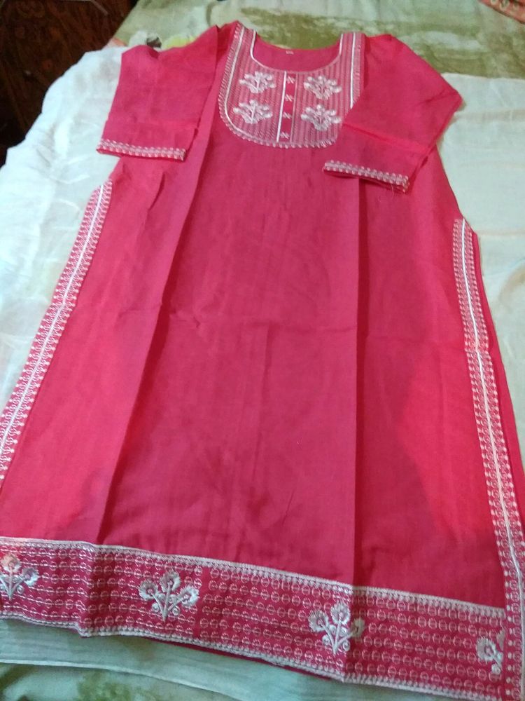 Embroidery Kurti,Light Red