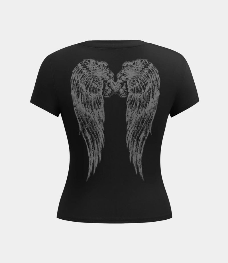 Black Angel Wings Graphic T-Shirt