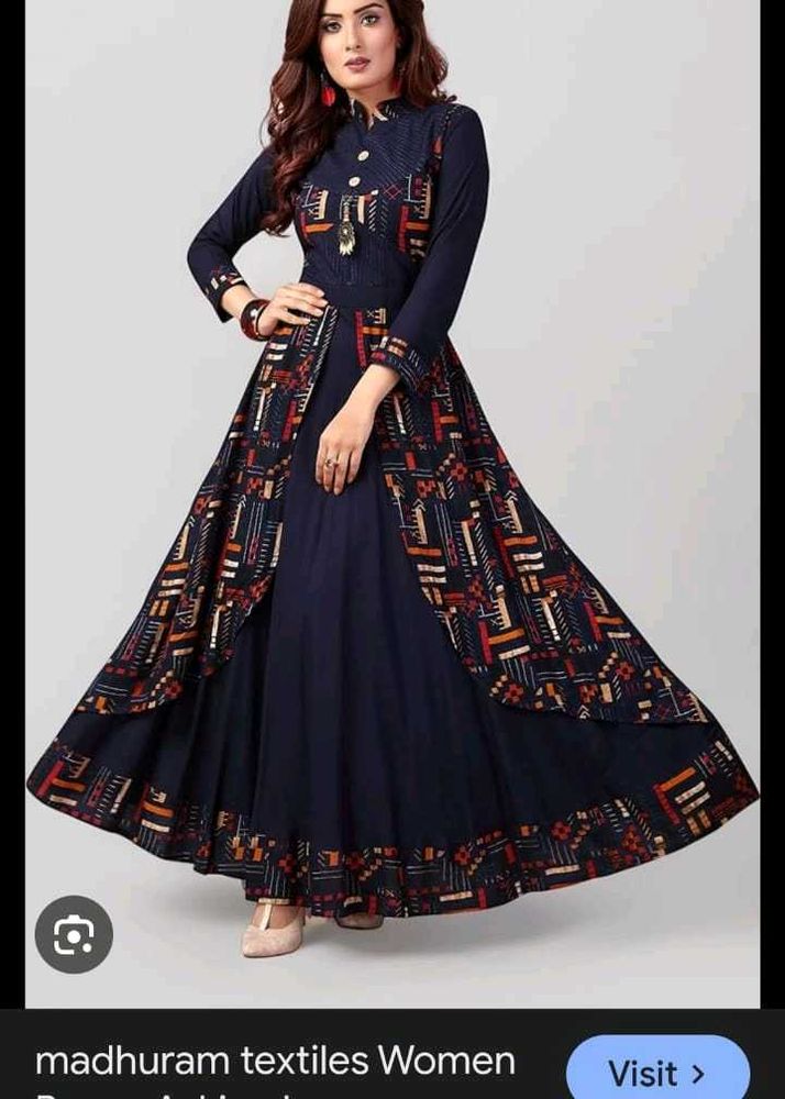 Elegant Navy Blue Printed Maxi Dress