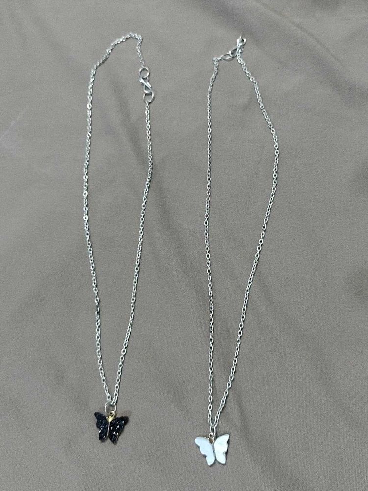 Butterfly Pendant Necklaces - Set of 2