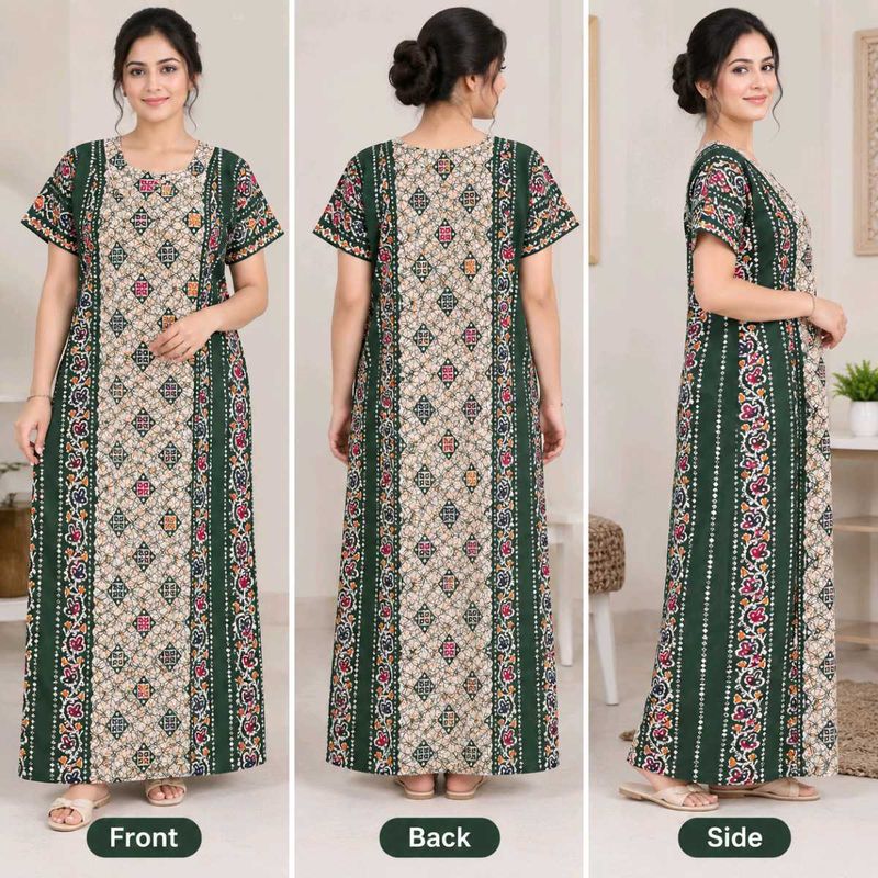 Green Printed Nightgown