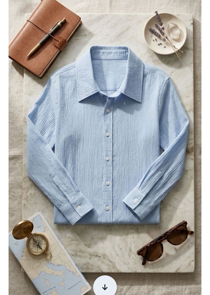 Light Blue linen  Button-Down Shirt