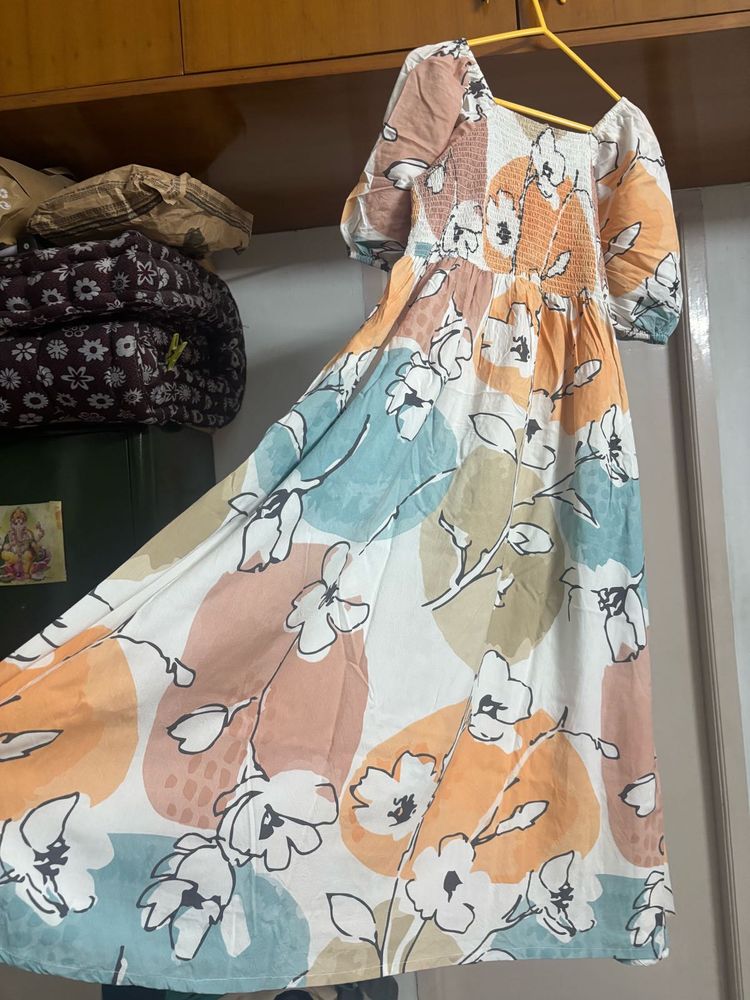 “Hay” Boho Floral pastel Maxi Dress
