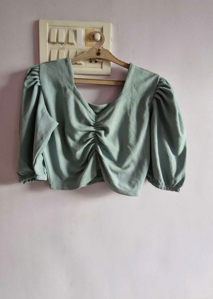 Cute Ruched Puff Sleeve Top