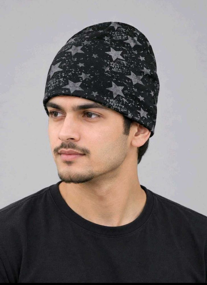 Men's Star Print Beanie Hat of 1