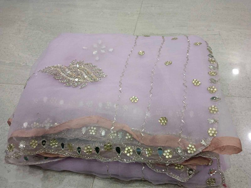 Embroidered Lavender Saree