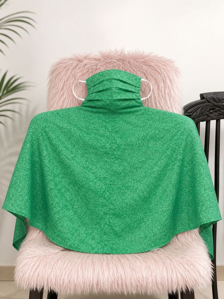 Green Printed Dupatta with Matching Mask