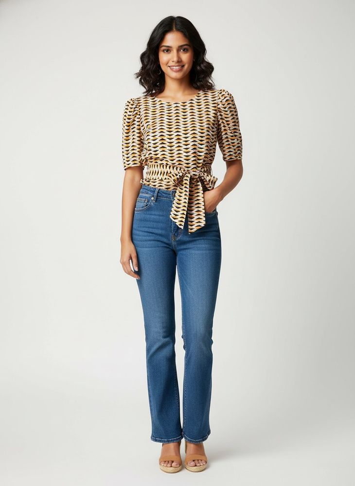 Multiway Stylish Printed Tie-Waist Blouse