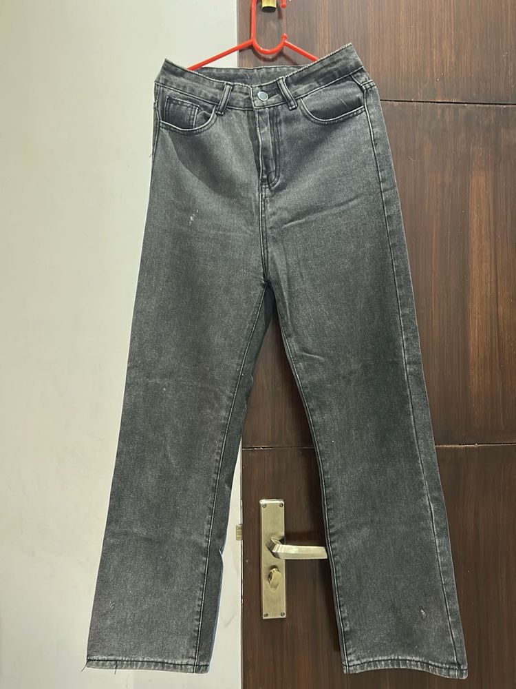 Grey Wash Wide Leg Jeans