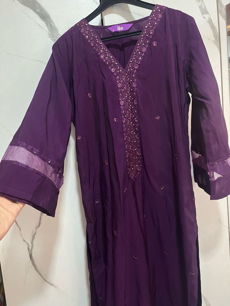 Libas Elegant Purple Embroidered Kurta