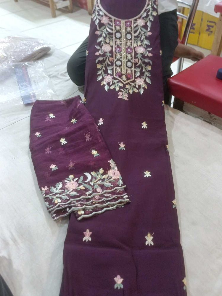 Embroidered Purple suit Set