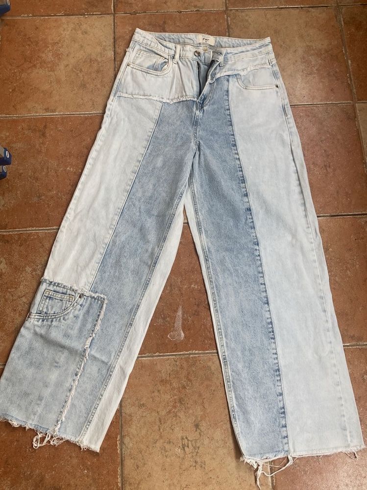 Patchwork Wide Leg Jeans