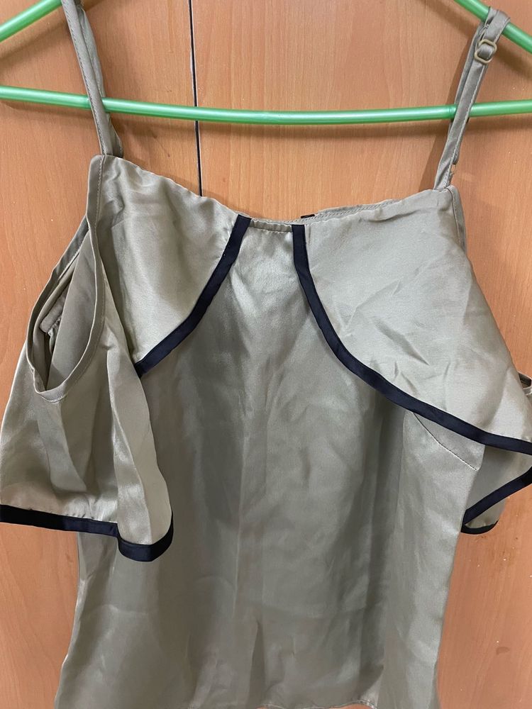 Olive Green Cold Shoulder Top