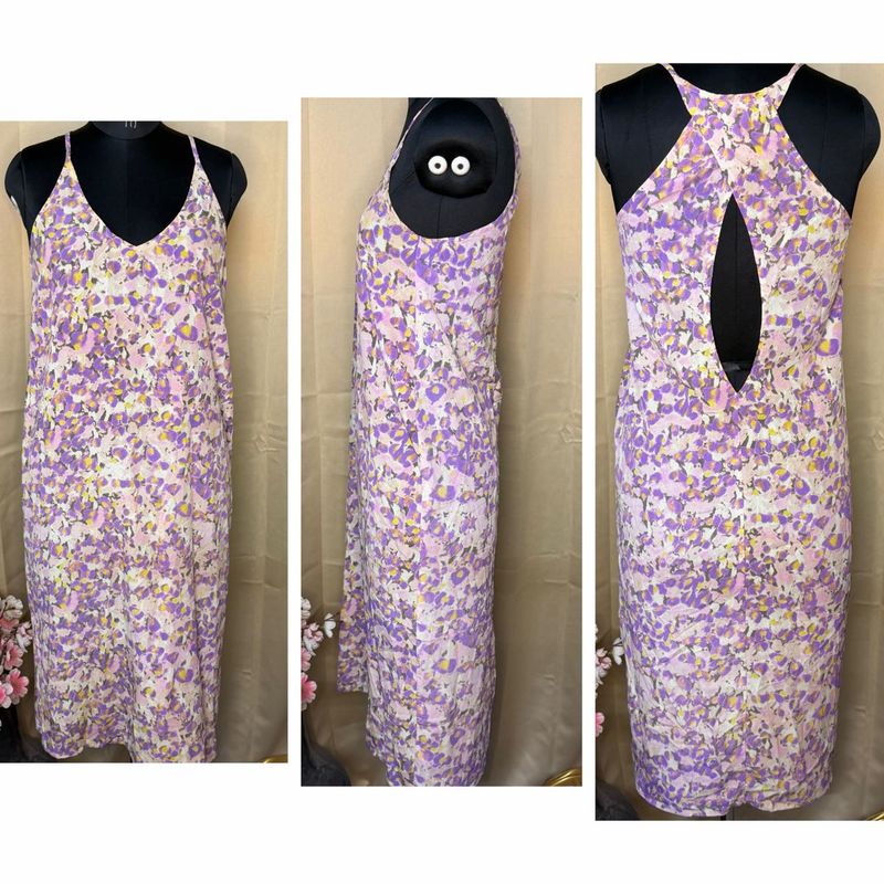 topshop Floral Print V-Neck Dress with Back Cutout