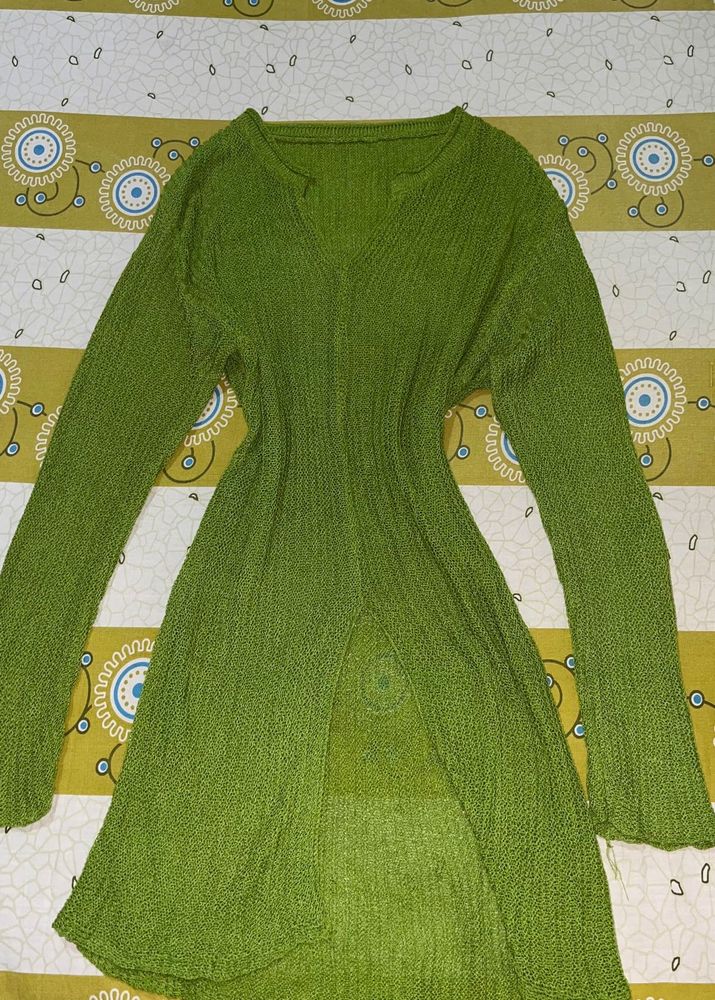 Green fine knit top