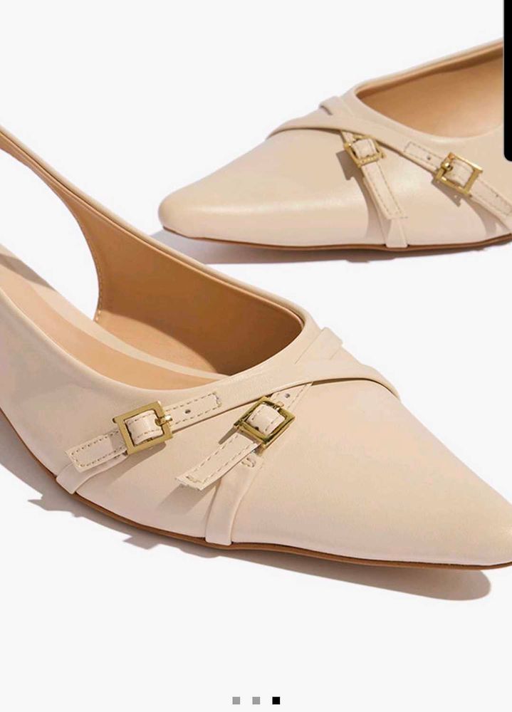 Beige Pointed Flats