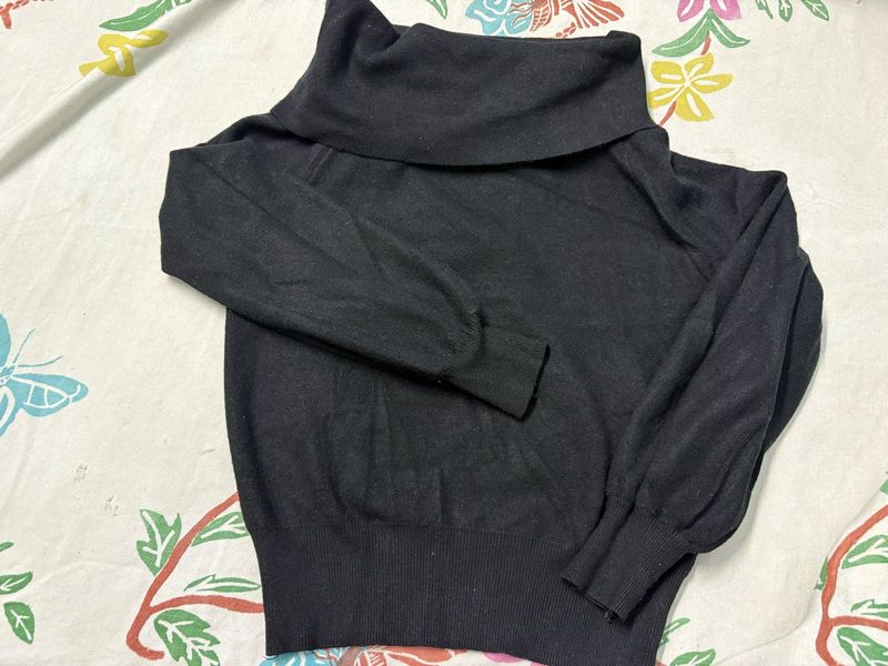 Black Cowl Neck Sweater