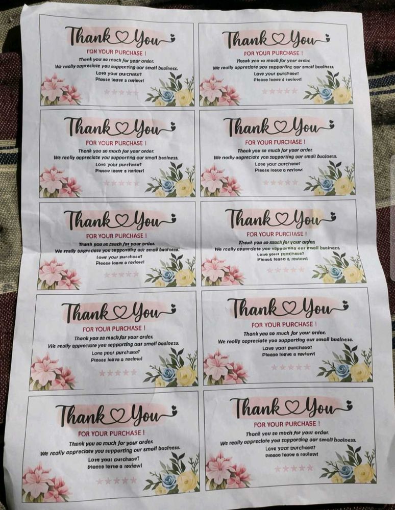 Floral Thank You Cards 50 pcs