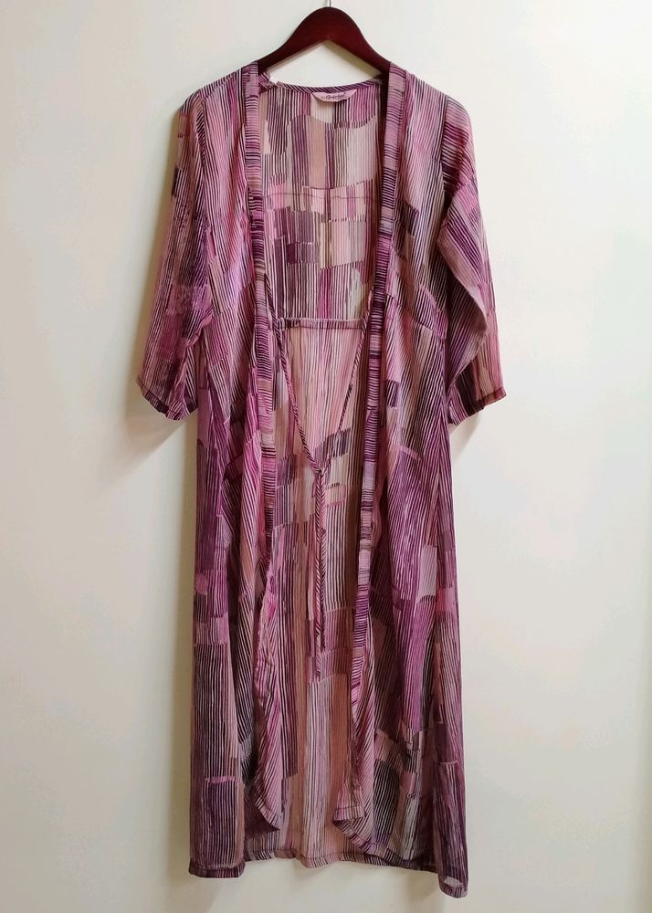 Gufrina Pink Striped Georgette Shrug (Women)