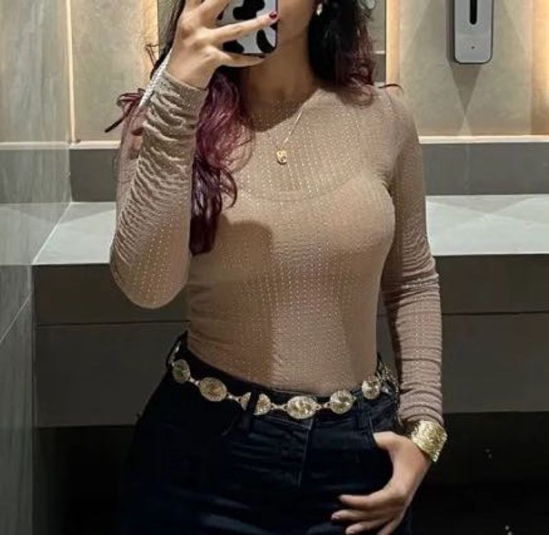 Rhinestone Long Sleeve Top