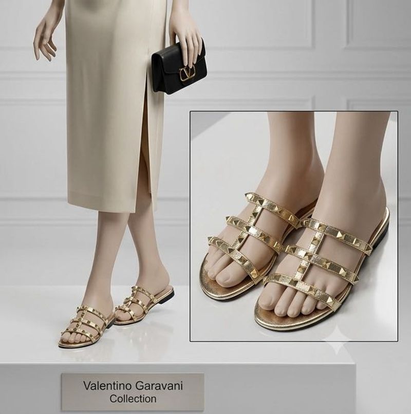 Valentino Garavani Studded Gold Sandals