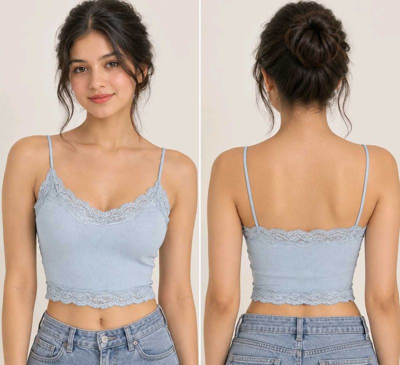 Cute Lace Trim Crop Top