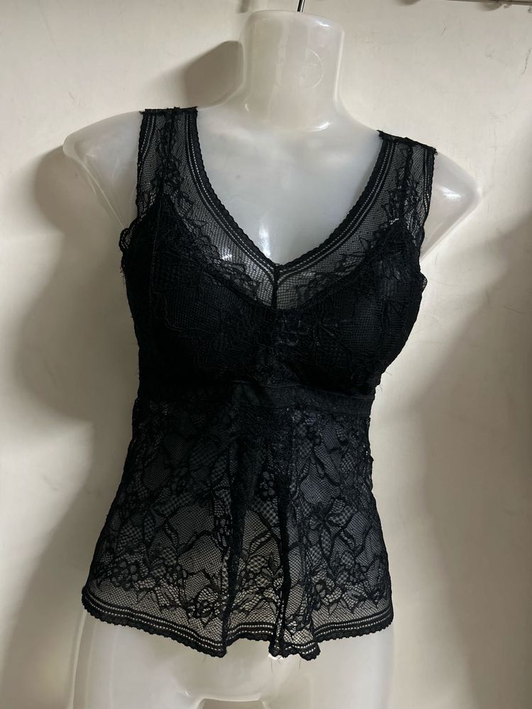 Black Lace V-Neck Camisole