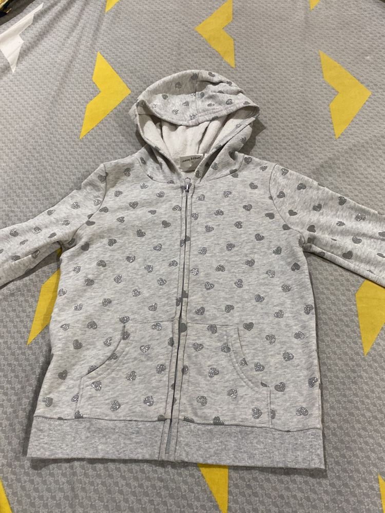 Sparkle Little Hearts Grey Fleece Jacket