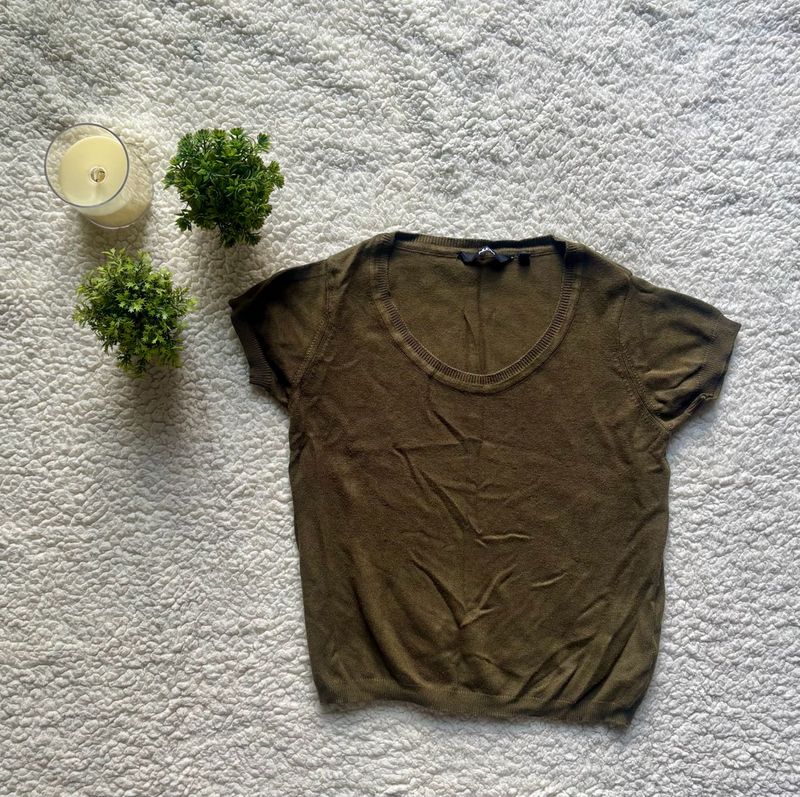 Olive Green Short Sleeve Top