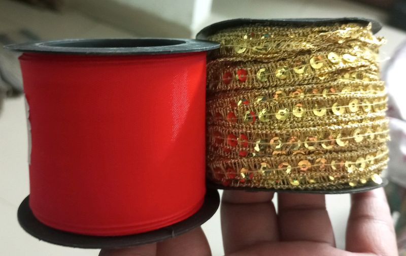 10 Meter Lace And 19 M Red Ribbon 🎀in Only ₹ 99