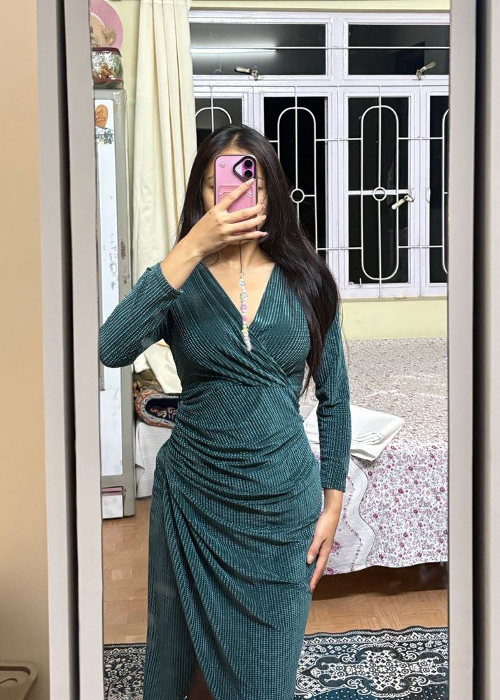 Elegant Ruched Wrap Dress