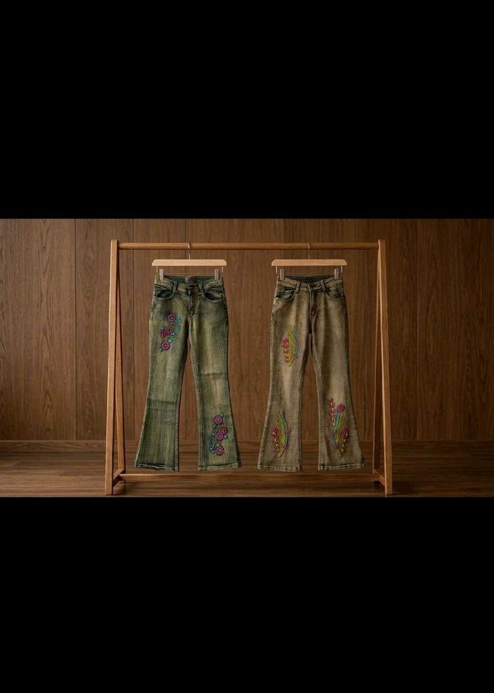 Combo of New Boho Floral Embroidered Jeans
