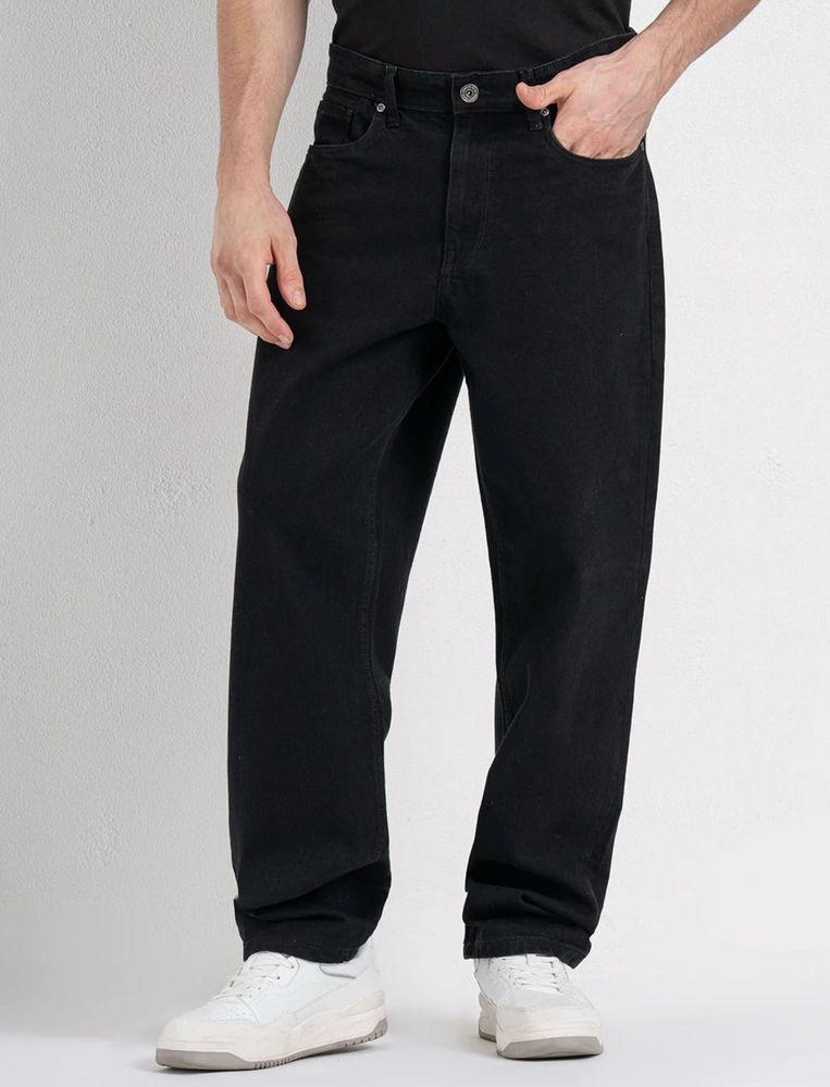RedTape Black Baggy Denim Jeans