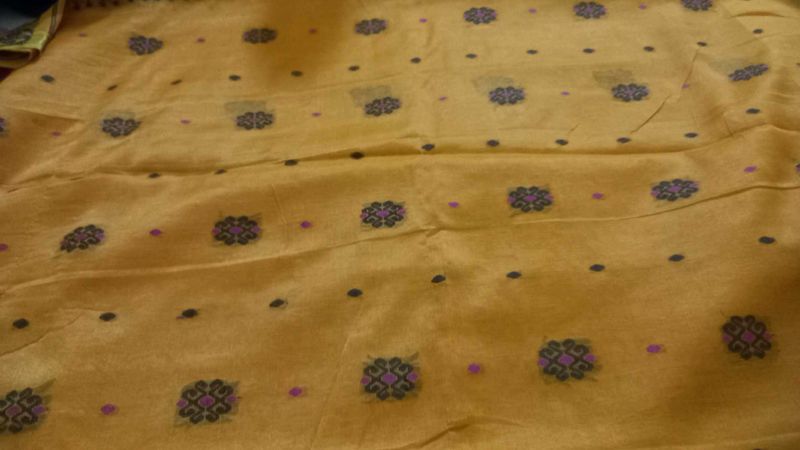 Golden Silk Saree with Motifs