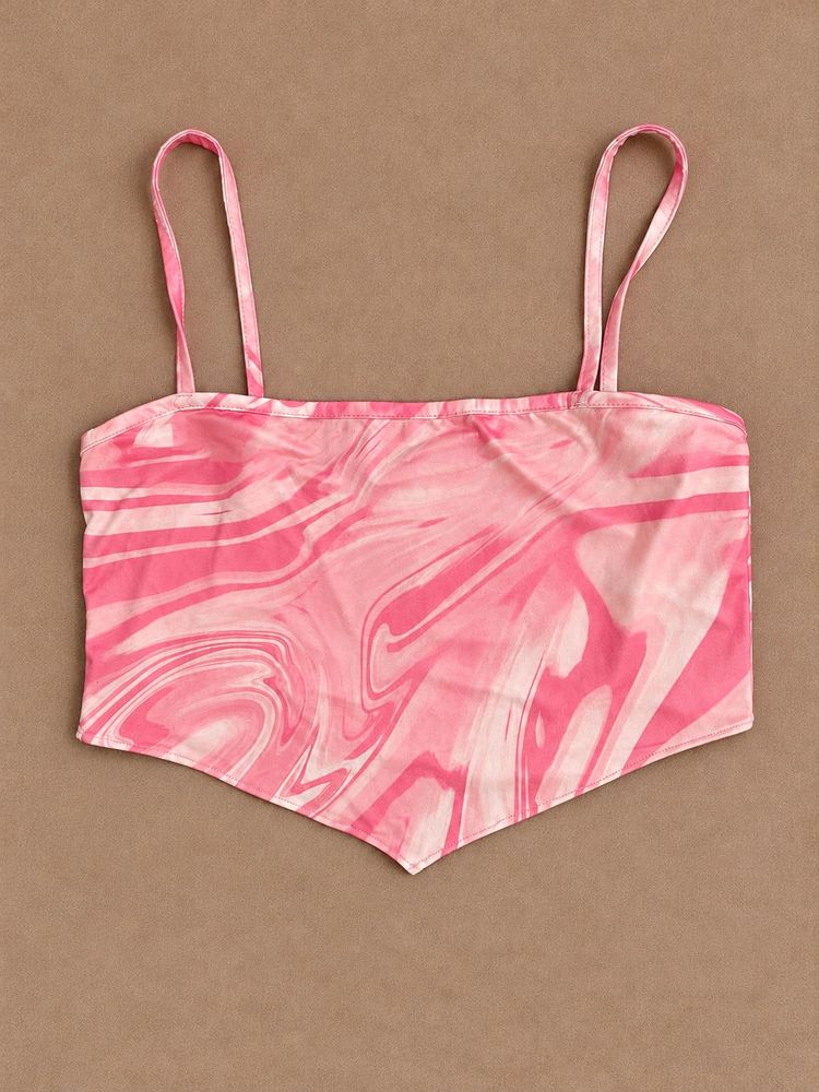 Urbanic Pink Marble Spagetti Crop Top
