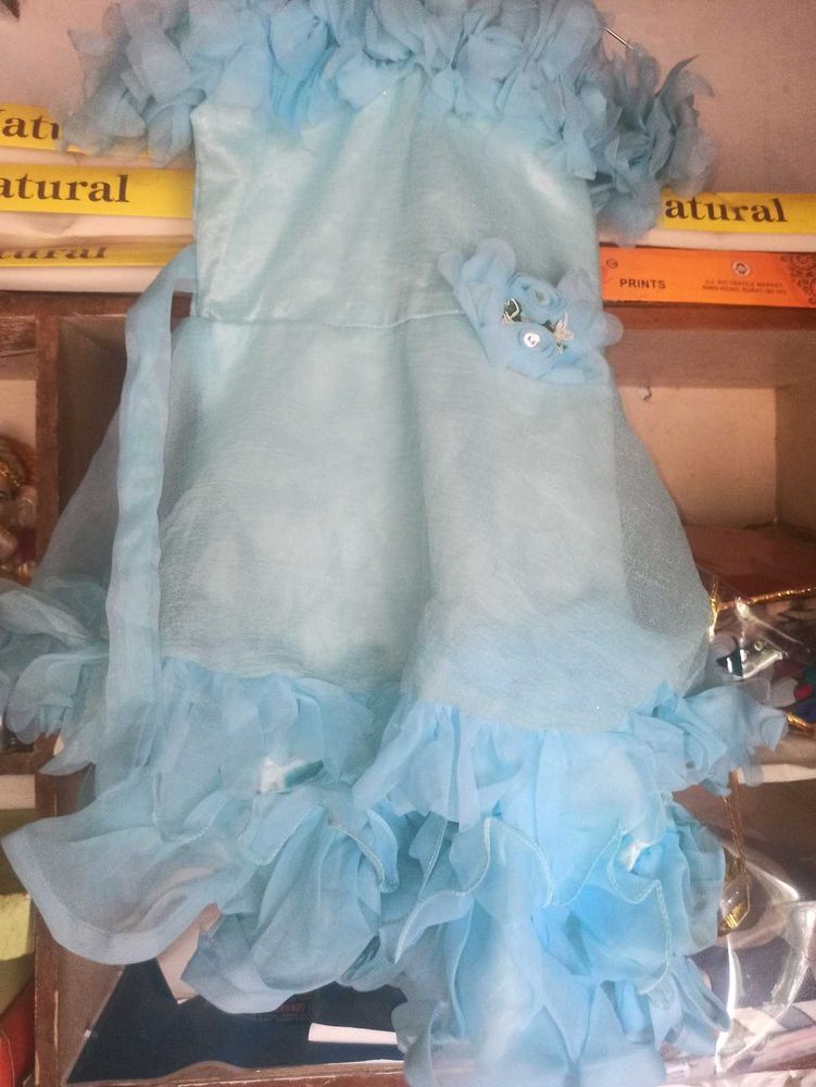 Light Blue Ruffled Party Dress