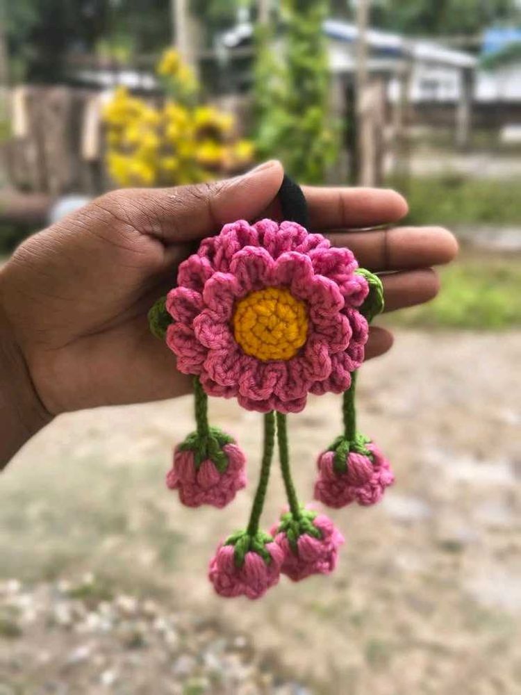 Crochet Flower Hair Tie