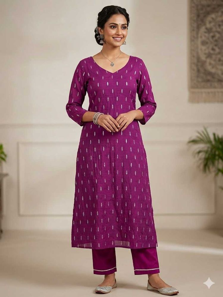 Purple Printed Kurta Set with Pants