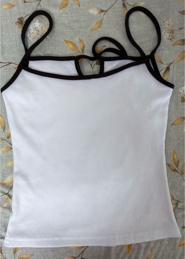 Ribbed White Camisole Top