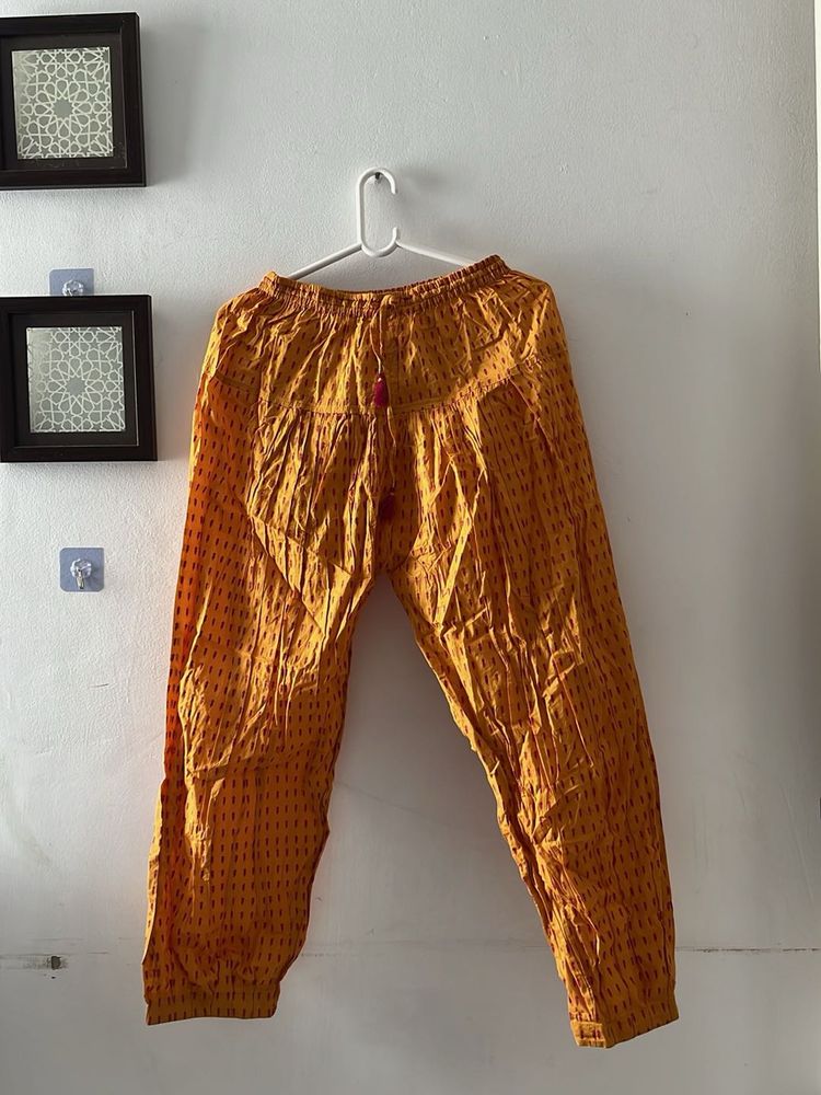 Yellow Printed Ethnic Pants