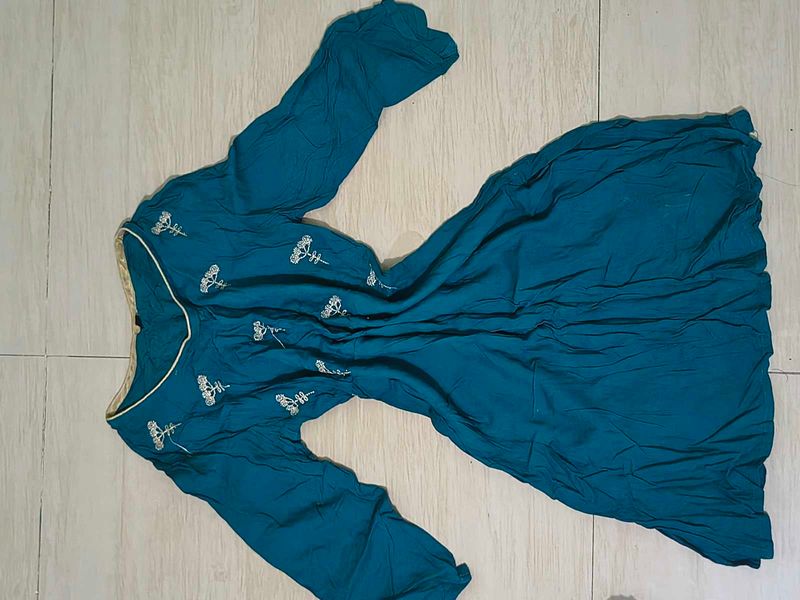 Teal Embroidered Kurta