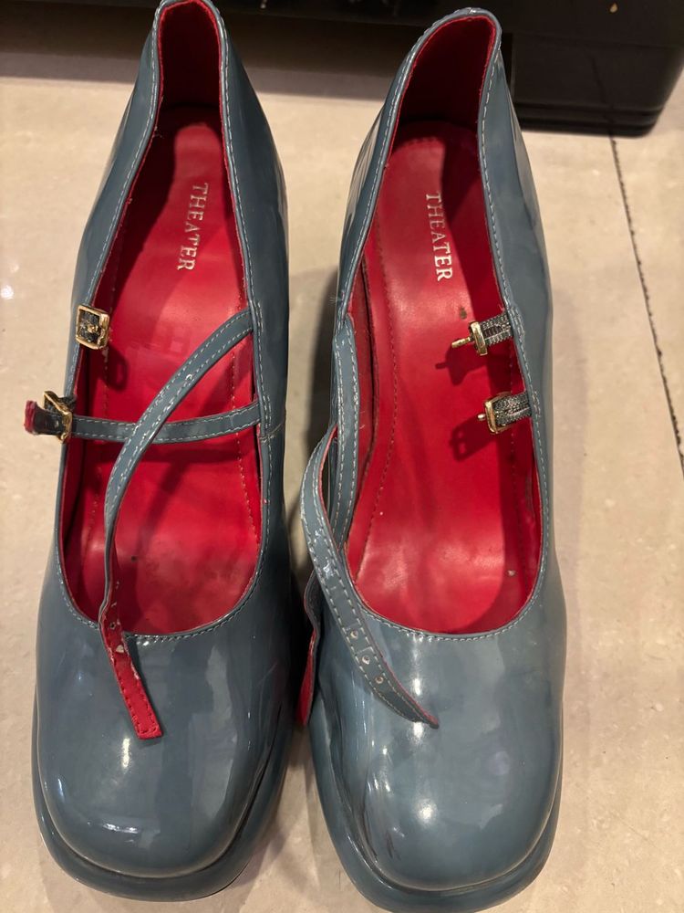 Blue Patent Mary Jane Heels